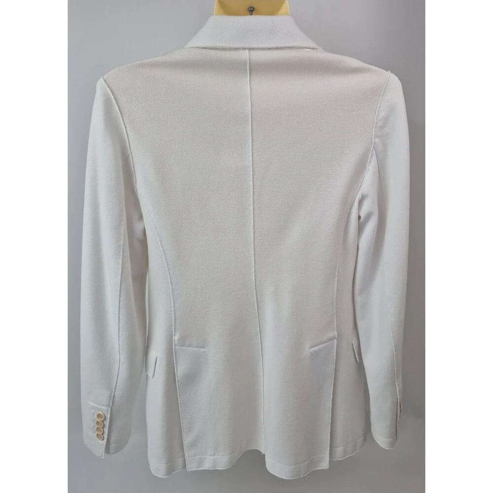 Eleventy Women's White Single Breasted Cotton Blend Blazer Size 0 - Picture 3 of 5